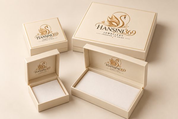 HANSINI369 ivory-and-gold jewellery boxes with the swan logo