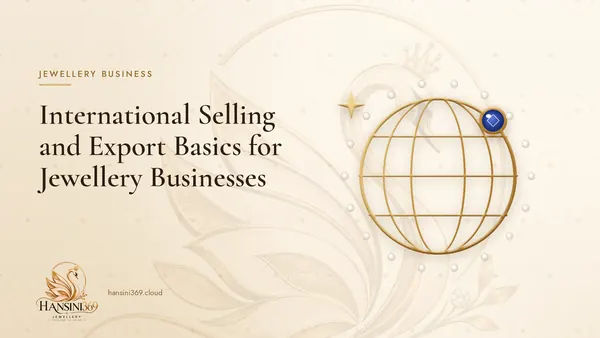 Illustrated HANSINI369 cover for “International Selling and Export Basics for Jewellery Businesses”