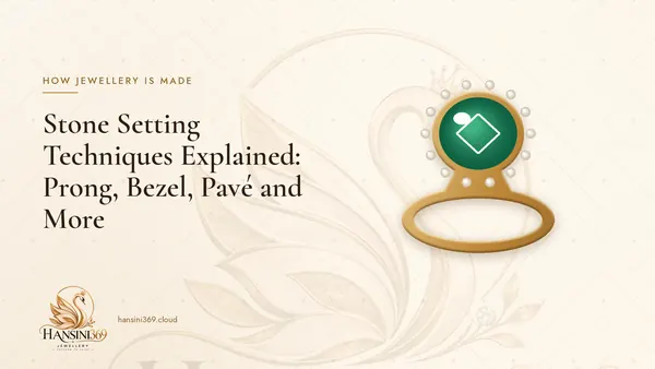 Illustrated HANSINI369 cover for “Stone Setting Techniques Explained: Prong, Bezel, Pavé and More”