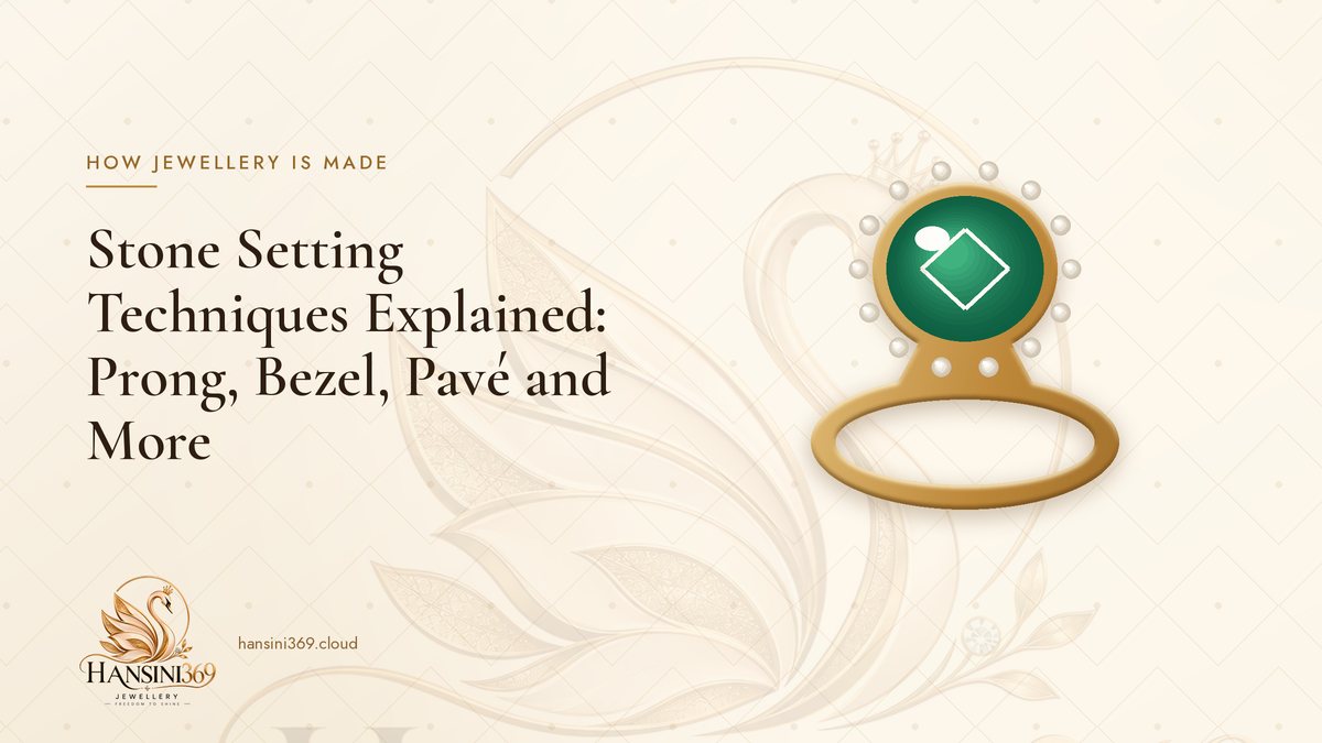 Illustrated HANSINI369 cover for “Stone Setting Techniques Explained: Prong, Bezel, Pavé and More”
