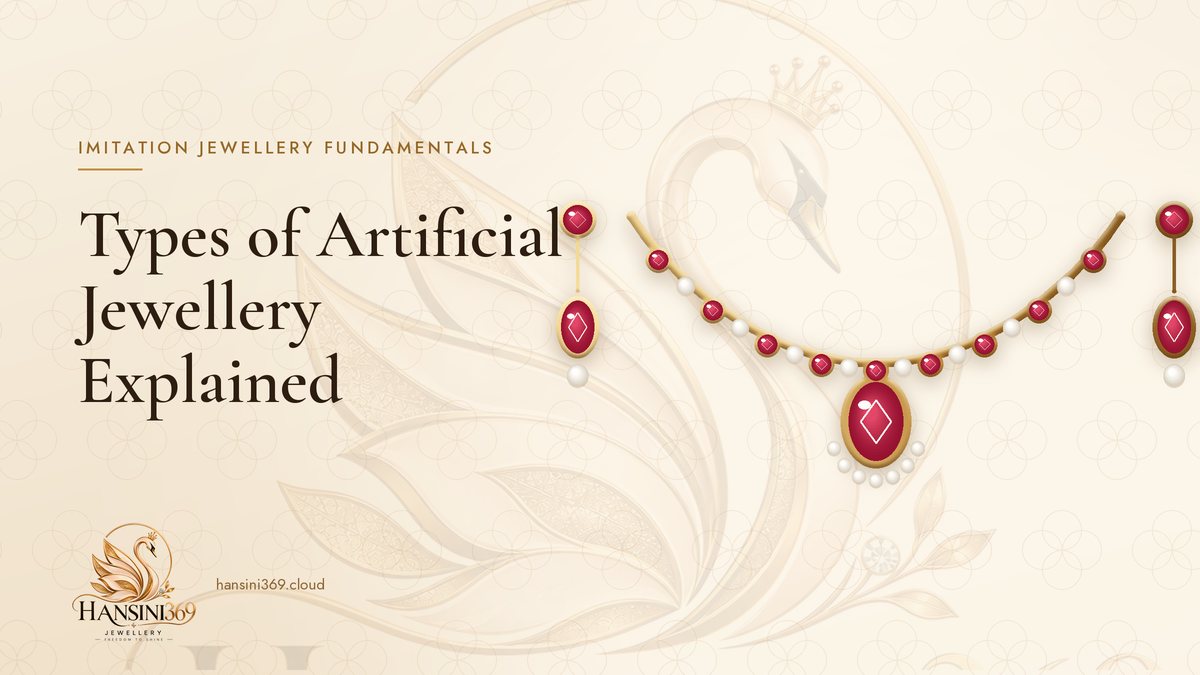 Illustrated HANSINI369 cover for “Types of Artificial Jewellery Explained”
