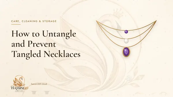 Illustrated HANSINI369 cover for “How to Untangle and Prevent Tangled Necklaces”